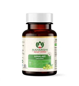 The Maharishi Ayurveda Organic Amalaki Tablet is a natural and organic body detox supplement that promotes overall well-being by boosting immunity and providing strength from within. It has potent detoxifying properties, helping to remove toxins from the body. The tablet contains Amalaki or Indian gooseberry, which is a rich source of vitamin C and antioxidants. It boosts immunity, providing strength from within and keeping you active. It detoxifies your body by removing harmful toxins and promoting a healthy metabolism. Maharishi Ayurveda Organic Amalaki Tablet has 100% organic ingredients and is free from artificial colors, preservatives, and chemicals, making it a safe and natural way to promote overall well-being. Maharishi Ayurveda Organic Amalaki Capsules are 100% organic and packed with natural extracts of Amla in their pure, unaltered, natural composition with no added flavors, sugars and preservatives. These herbal capsules are GMP-certified at advanced manufacturing facilities under the careful supervision of qualified staff. HOW TO CONSUME Administer 1 to 2 capsules twice daily. Take it with water after meals or as advised by the doctor. Key Features 100% ORGANIC & NATURAL, GMP CERTIFIED FACILITIES ORGANIC AMLA EXTRACTS, PURE, UNALTERED BODY DETOX SUPPLEMENT, IMPROVES DIGESTION RICH IN VITAMIN C, ANTIOXIDANTS, BOOSTS IMMUNITY NO CHEMICALS, SUGAR, FLAVOR, PRESERVATIVES ELIMINATE HARMFUL TOXINS FROM THE BODY PROMOTE HEALTHY METABOLISM Additional Information. Form Net Quantity 60 Capsules Package Information. Key Ingredients Dosage